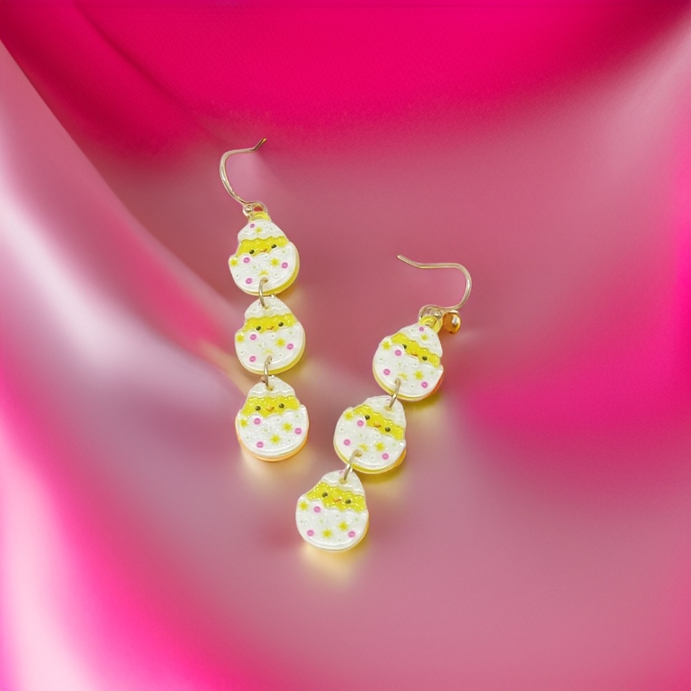 Easter Chick Resin Earrings Yellow